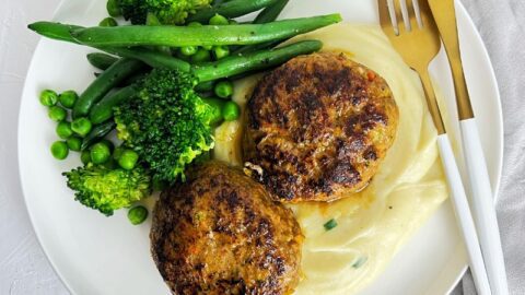 Senior Beef Rissoles with Potato Mash & Vegetables