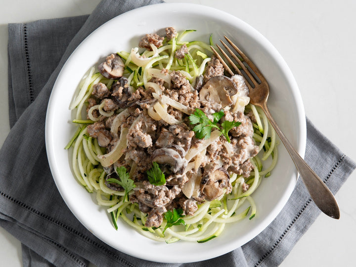 Beef Stroganoff on Zucchini Noodles